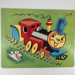 Puzzle Choo Choo Train Vintage Sta-N-Place Inlaid Complete Built Rite‎ No 1403:2